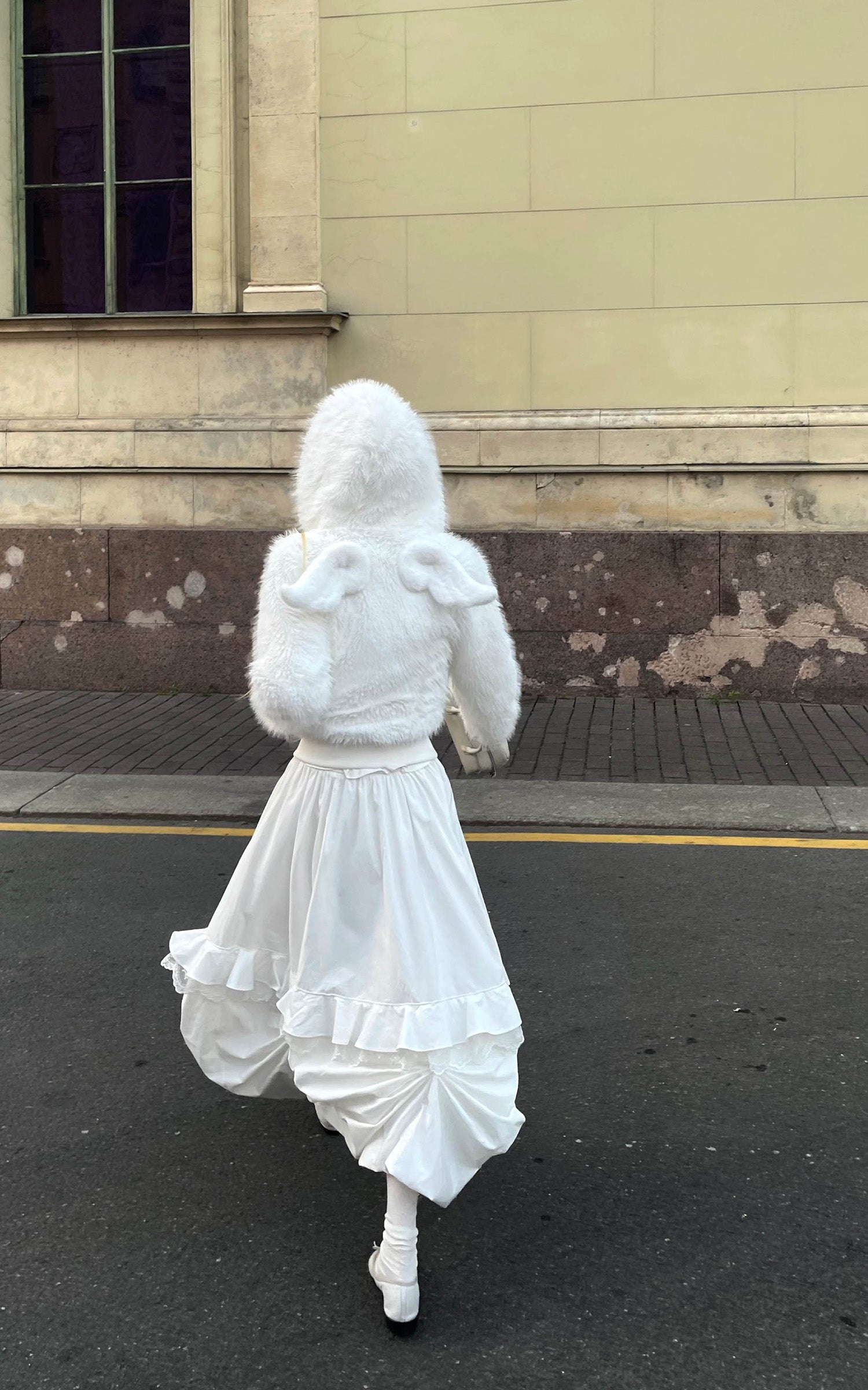 Rase le sol Angel Wing Faux Fur Hoodie Jacket