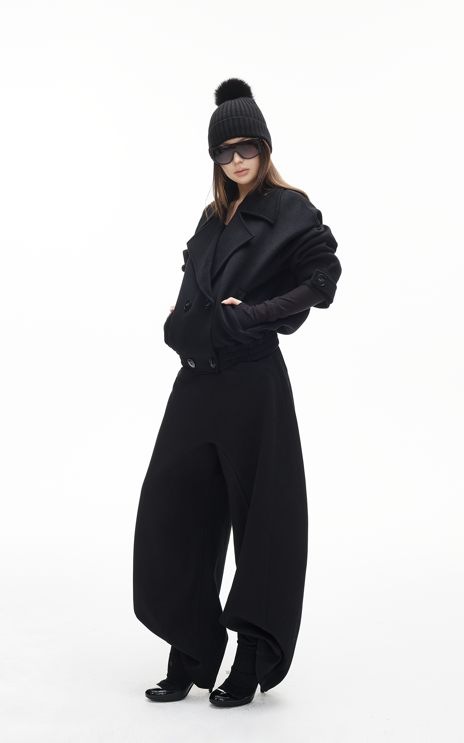 IAMXIAA Wide-Leg Low Crotch Casual Pants