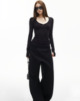 IAMXIAA Wide-Leg Low Crotch Casual Pants