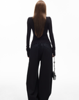 IAMXIAA Slim Fit Ribbed Henley Top with Scoop Neck and Button Detail