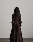 DOINDULGE Textured Ruched Shirt Dress