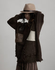 DOINDULGE Patchwork Distressed Knit Cardigan
