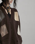 DOINDULGE Patchwork Distressed Knit Cardigan