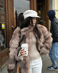 ROVENTE Faux Fur Jacket with Scarf Detail