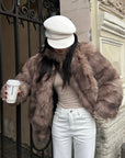 ROVENTE Faux Fur Jacket with Scarf Detail