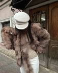 ROVENTE Faux Fur Jacket with Scarf Detail