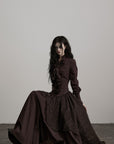 DOINDULGE Textured Ruched Shirt Dress
