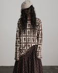 DOINDULGE Floral Grid Knit Sweater