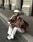 ROVENTE Faux Fur Jacket with Scarf Detail