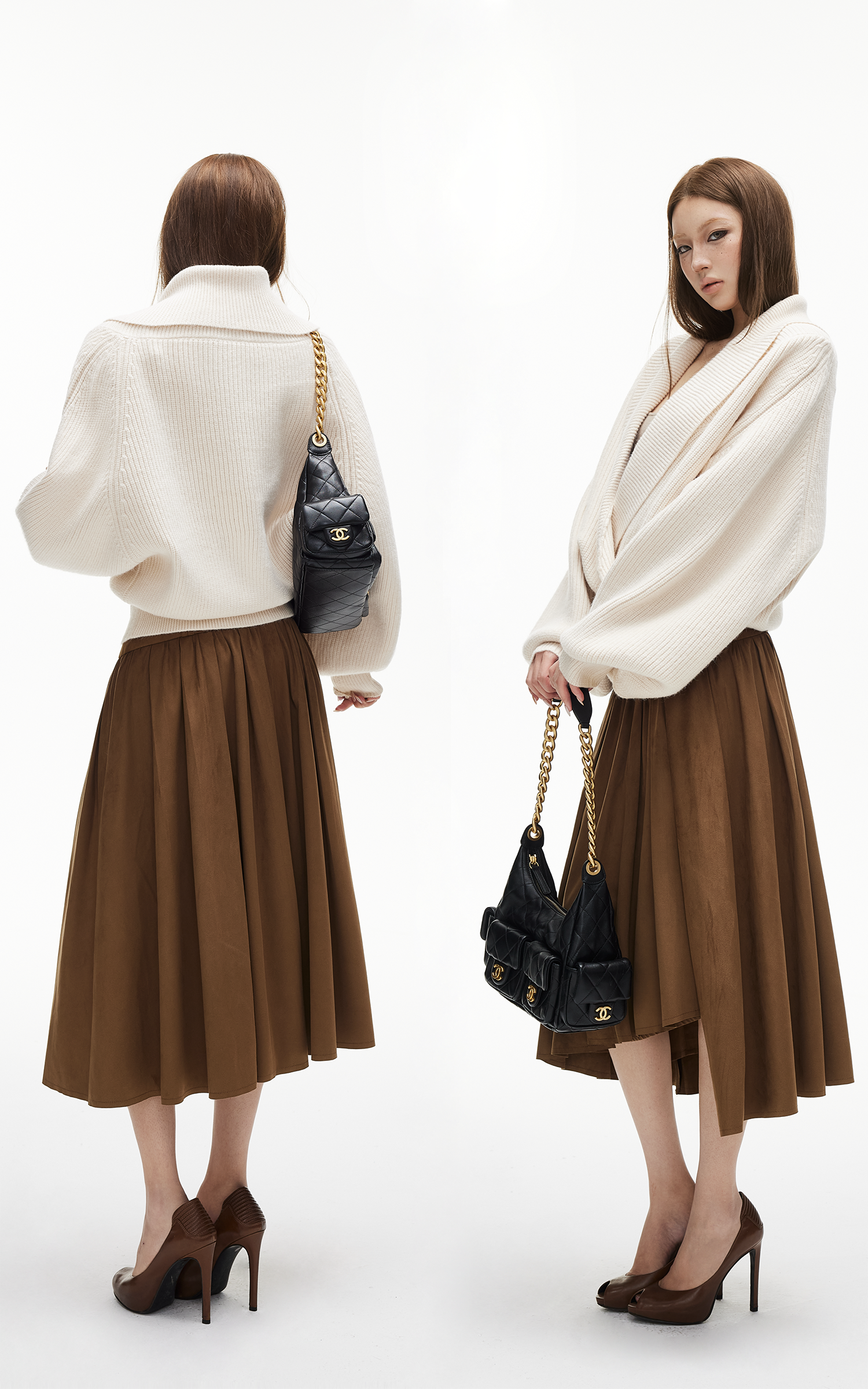 IAMXIAA Ribbed Knit Wrap Cardigan Women Winter Shawl Collar Sweater