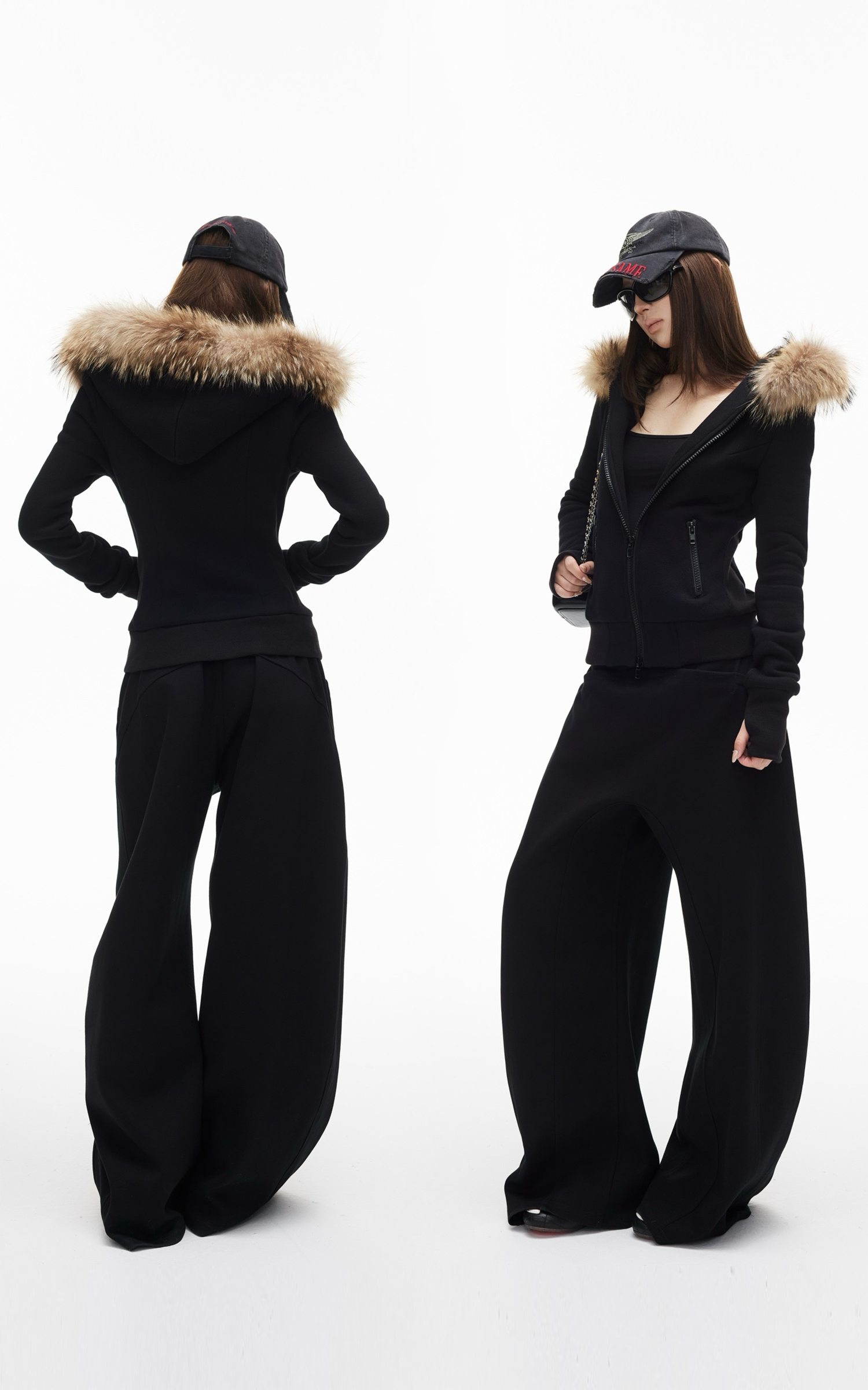 IAMXIAA Wide-Leg Low Crotch Casual Pants