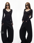 IAMXIAA Wide-Leg Low Crotch Casual Pants