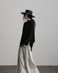 DOINDULGE Textured Fringe Knit Sweater