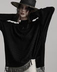 DOINDULGE Textured Fringe Knit Sweater