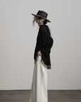 DOINDULGE Textured Fringe Knit Sweater