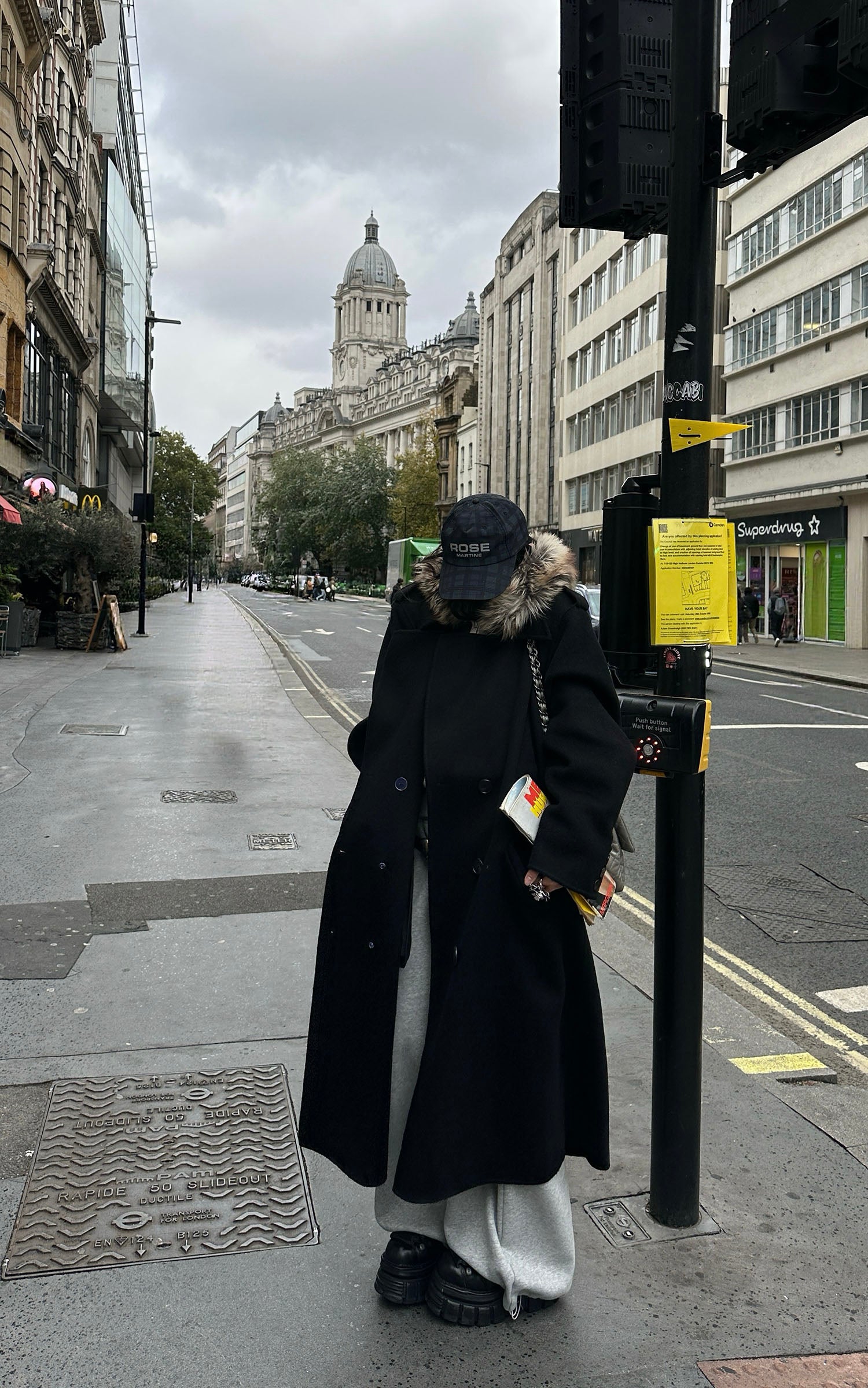 WARDEN EDGE Double Breasted Wool Coat with Belt