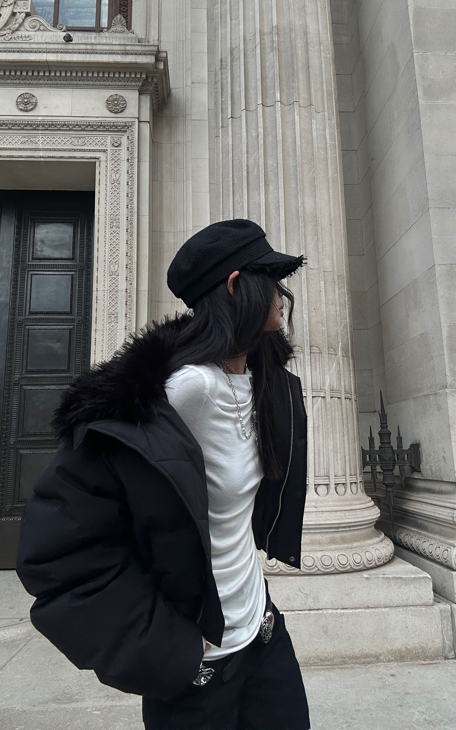 WARDEN EDGE Asymmetric Draped Long Sleeve Fitted Top