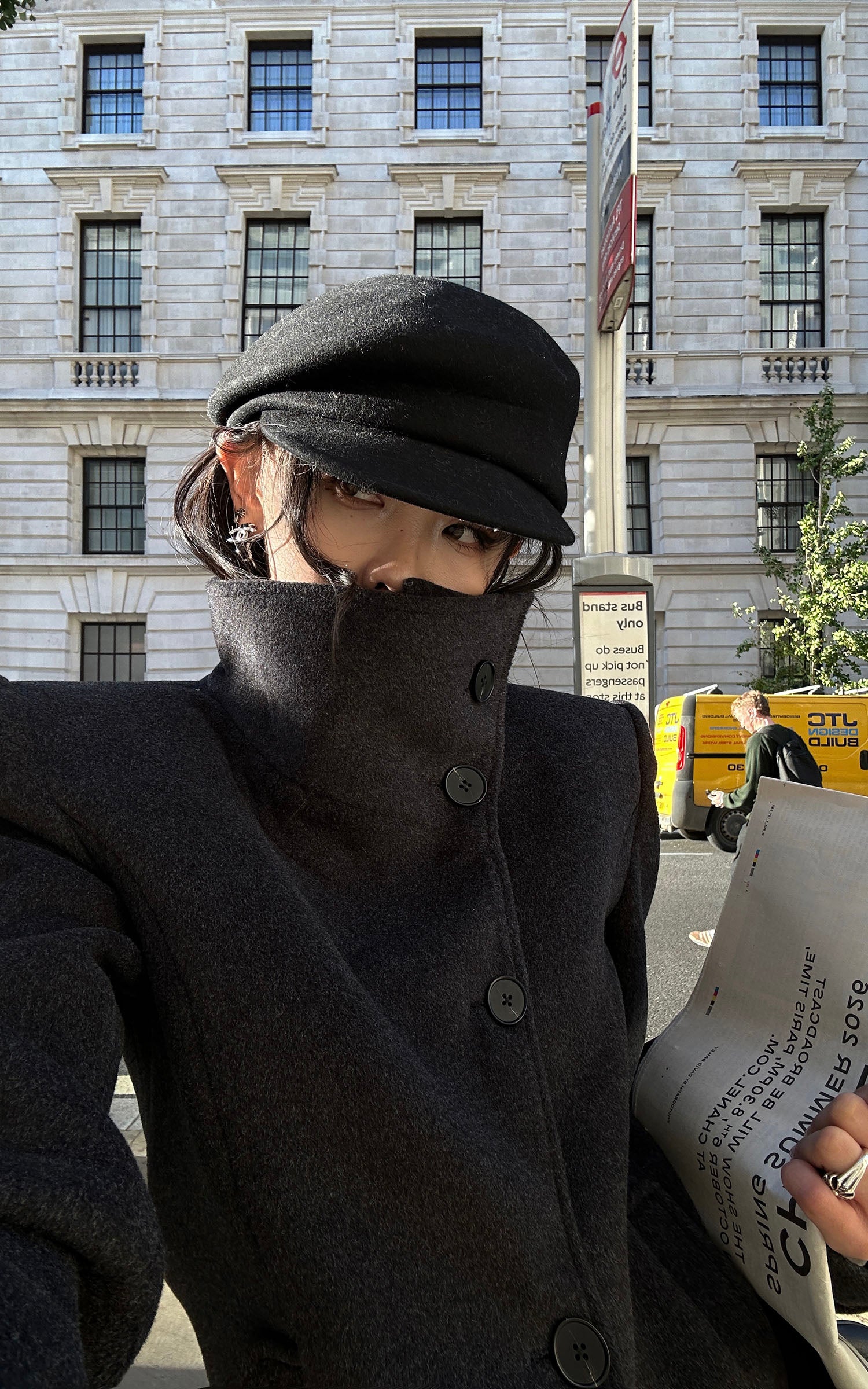 WARDEN EDGE Structured Cropped Wool Coat and Pleated Mini Skirt Set