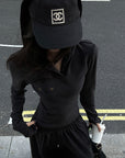 WARDEN EDGE Slim Fit Hooded Long Sleeve Top with Pocket and Metal Eyelet Detail