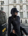 WARDEN EDGE Slim Fit Hooded Long Sleeve Top with Pocket and Metal Eyelet Detail