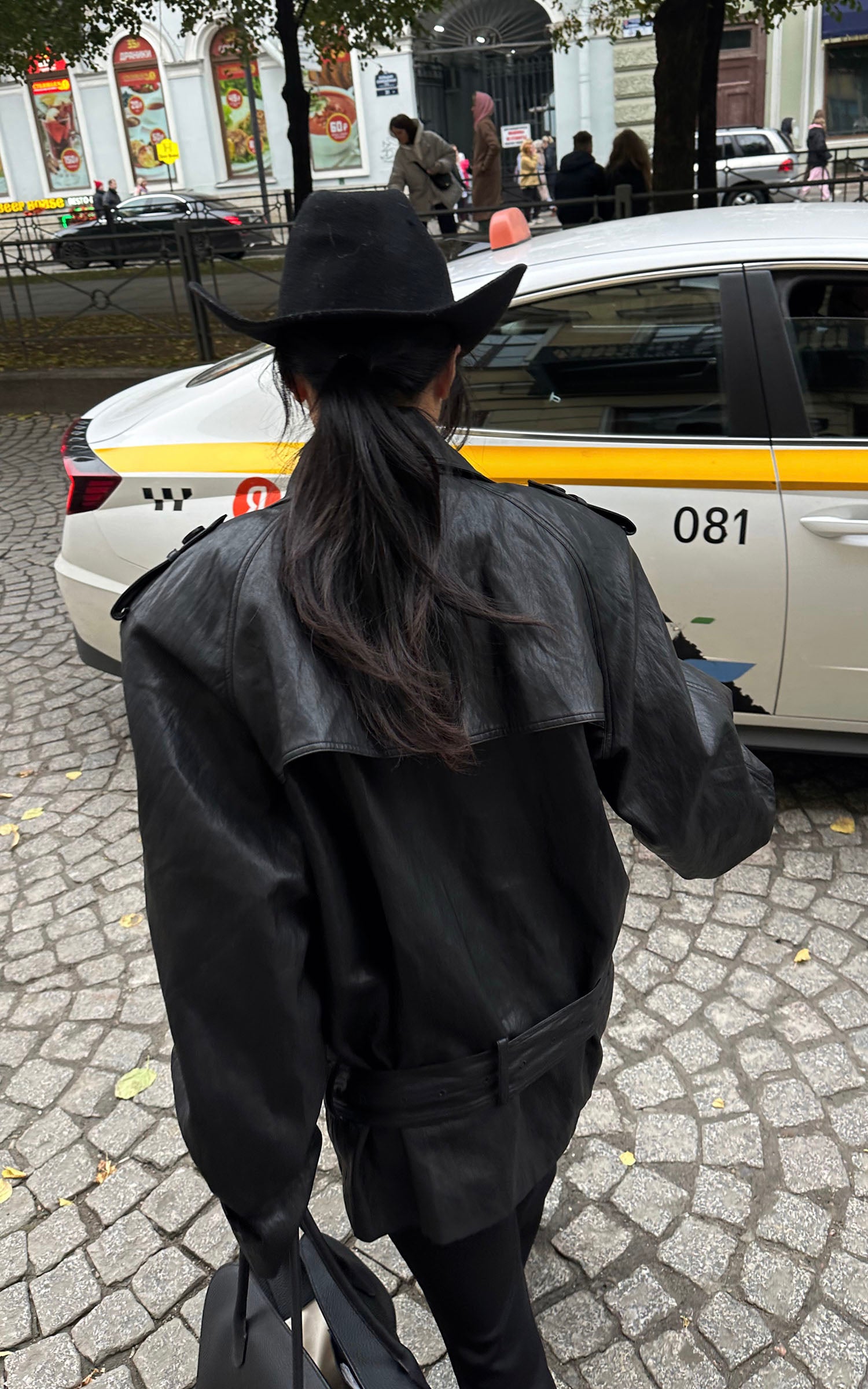 ROVENTE Faux Leather Belted Short Trench Coat