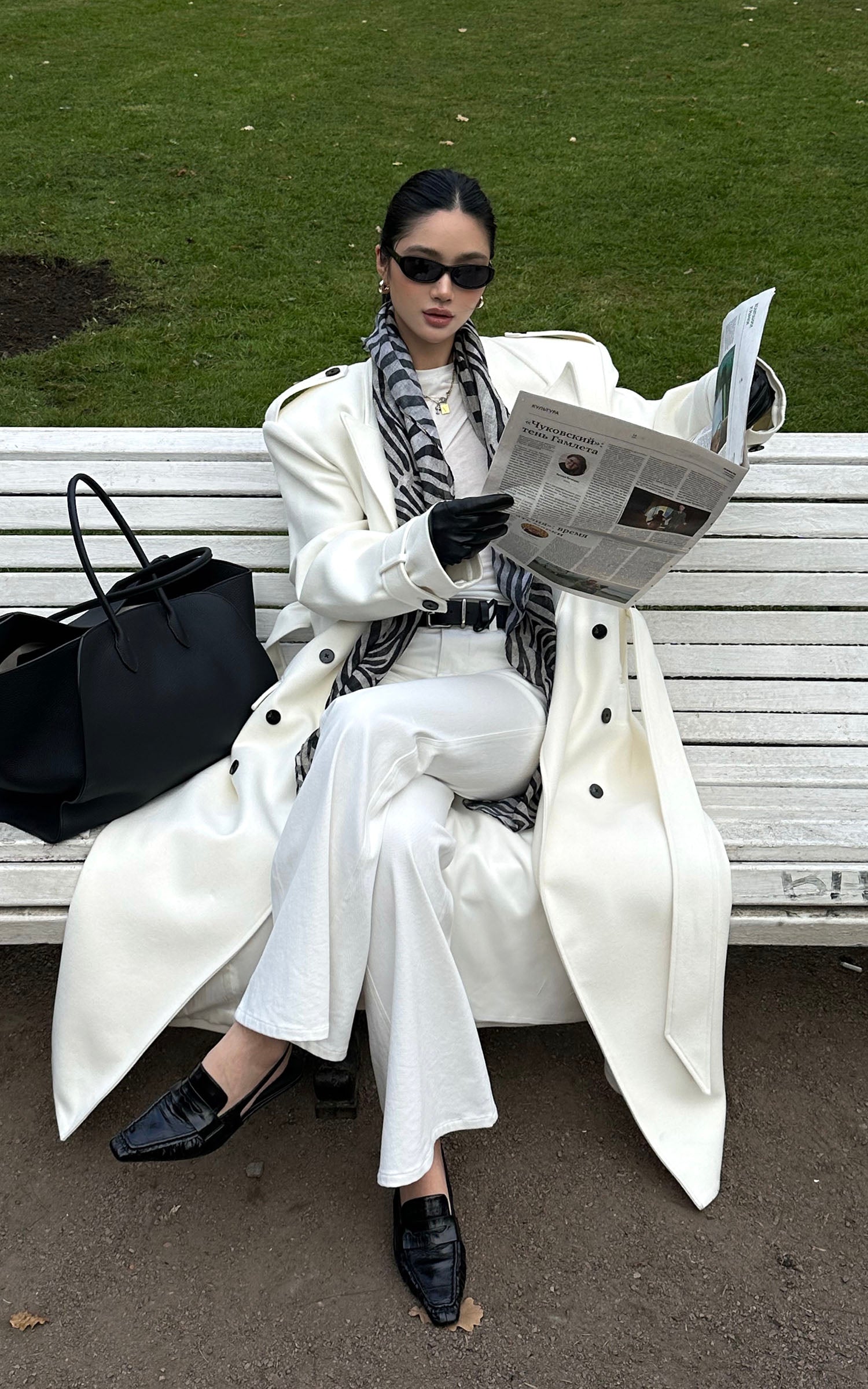 ROVENTE Long Double-Breasted Belted Coat