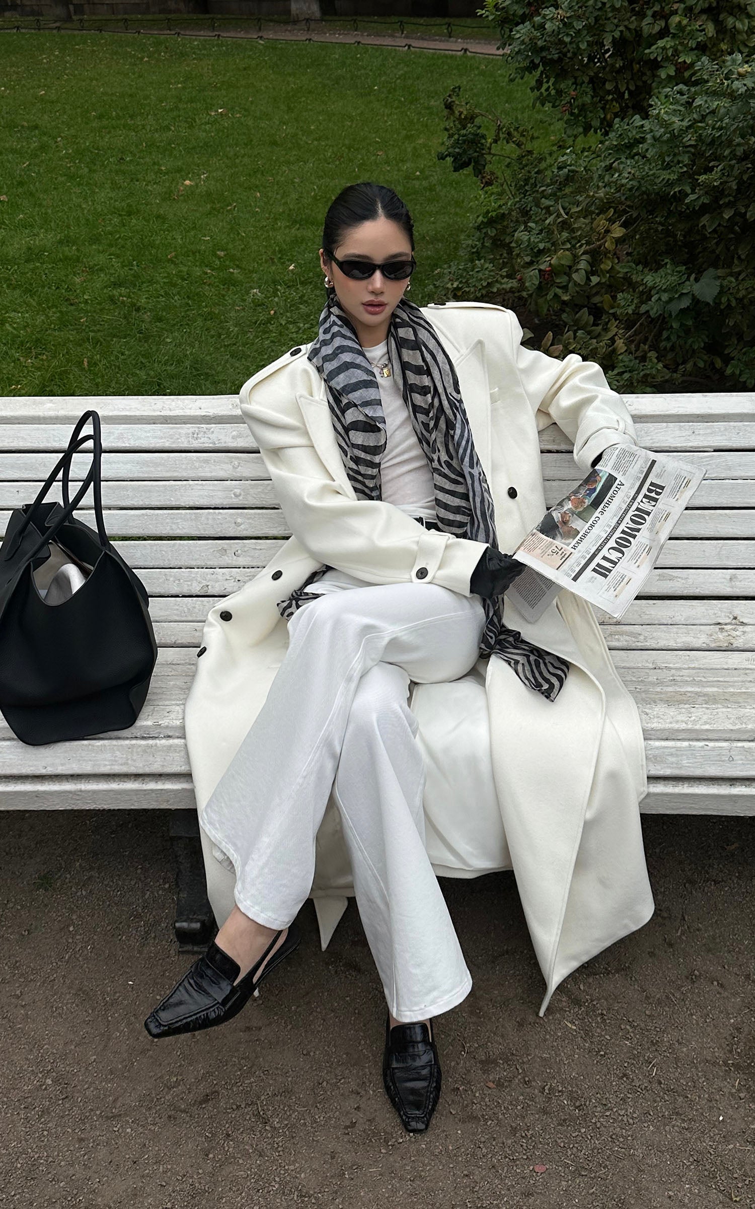 ROVENTE Long Double-Breasted Belted Coat