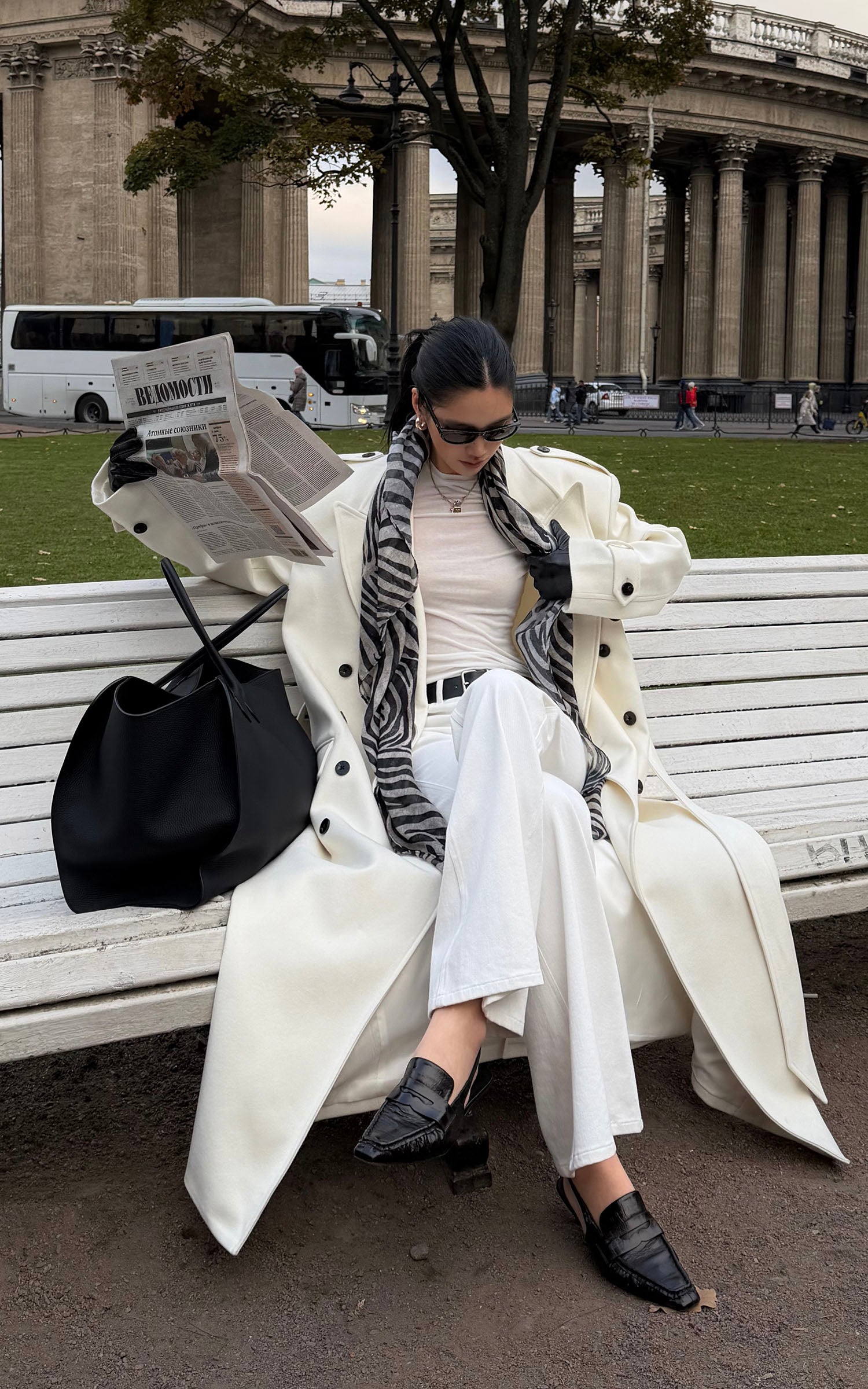 ROVENTE Long Double-Breasted Belted Coat