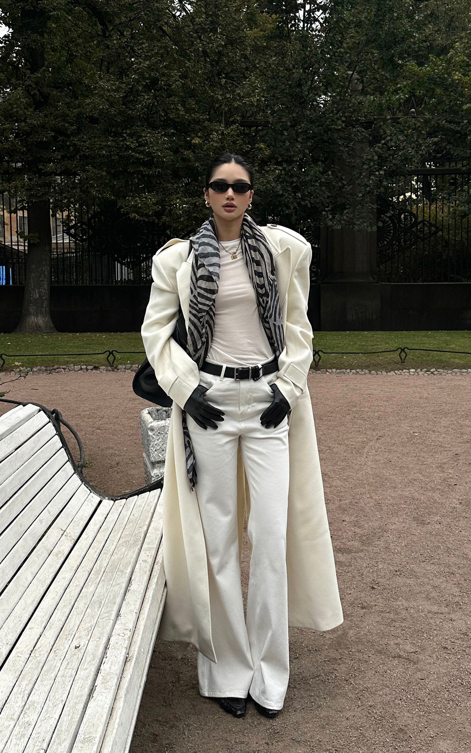 ROVENTE Long Double-Breasted Belted Coat