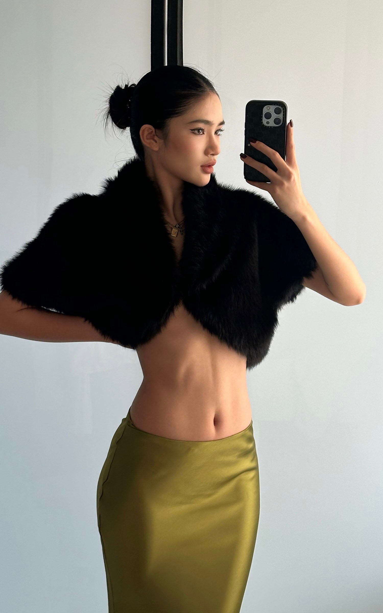 ROVENTE Draped Metallic Midi Skirt