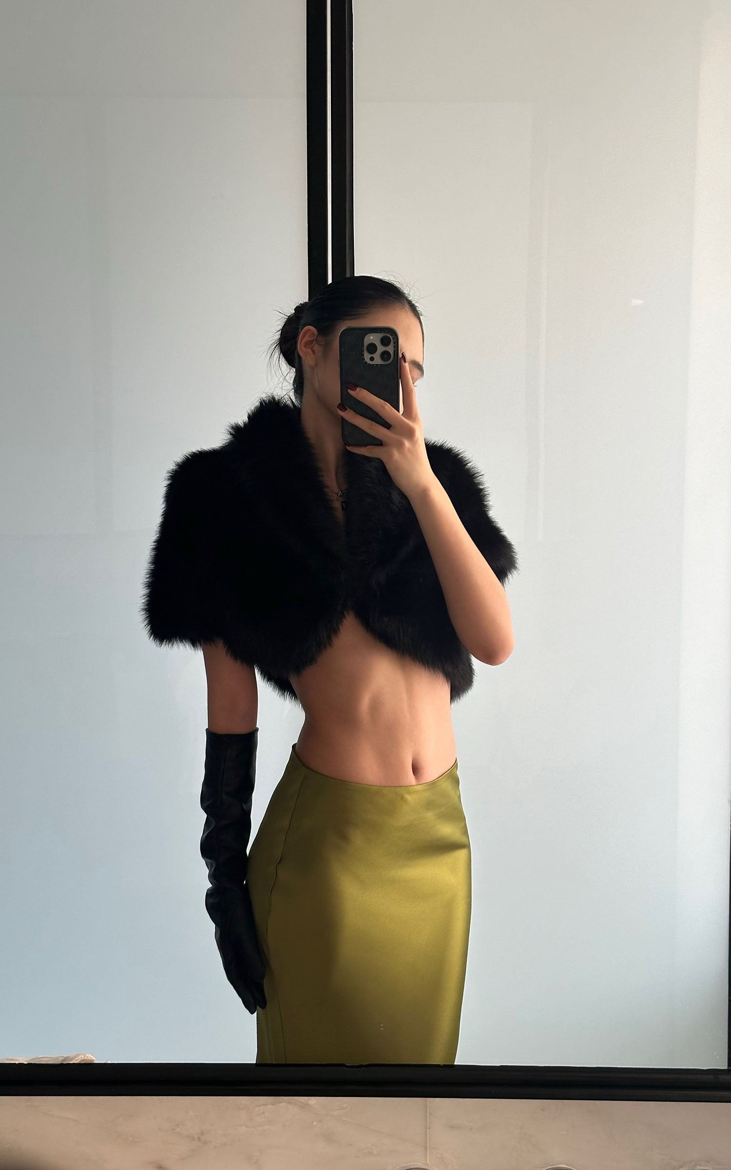 ROVENTE Draped Metallic Midi Skirt