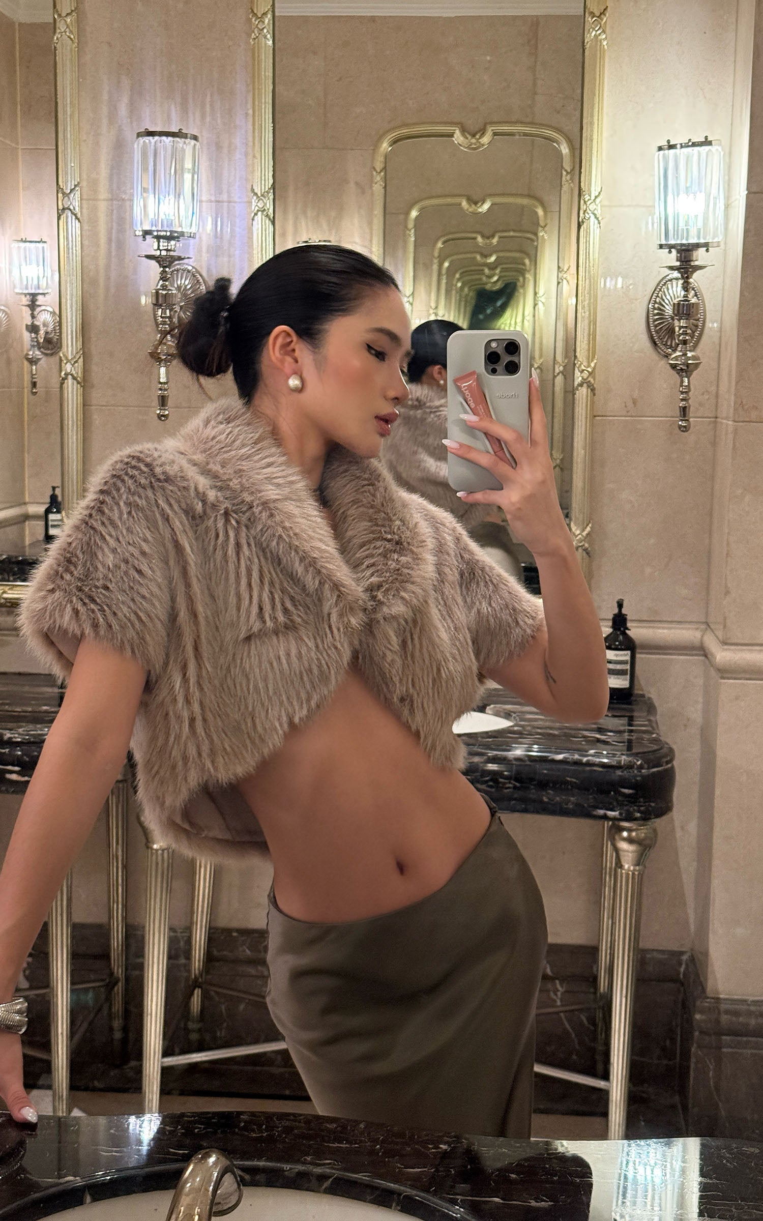 ROVENTE Satin Low-Waist Maxi Skirt