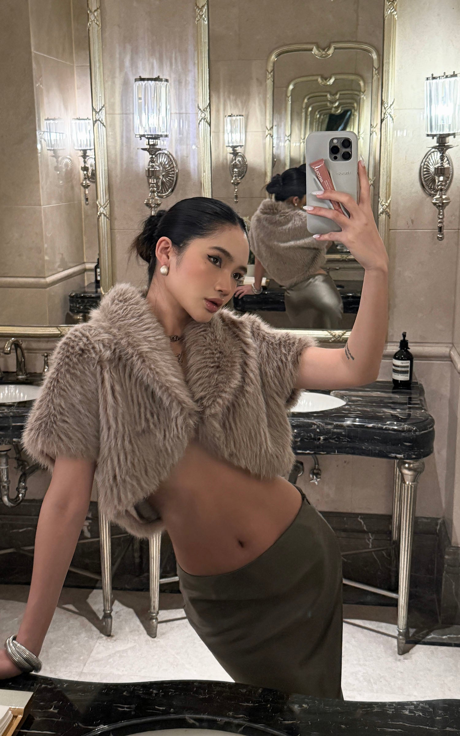 ROVENTE Satin Low-Waist Maxi Skirt