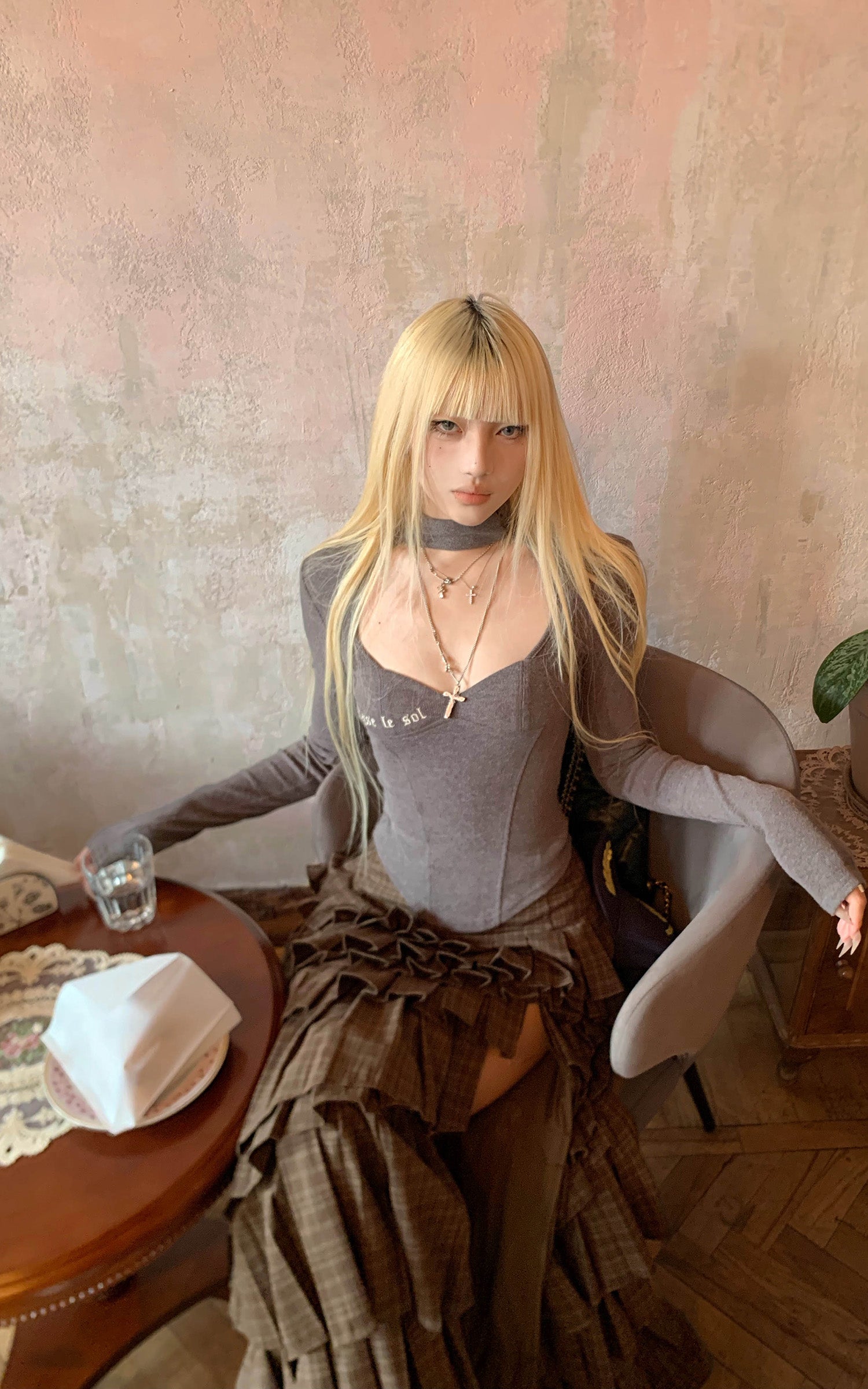 Rase le sol Asymmetric Cutout Ribbed Knit Top