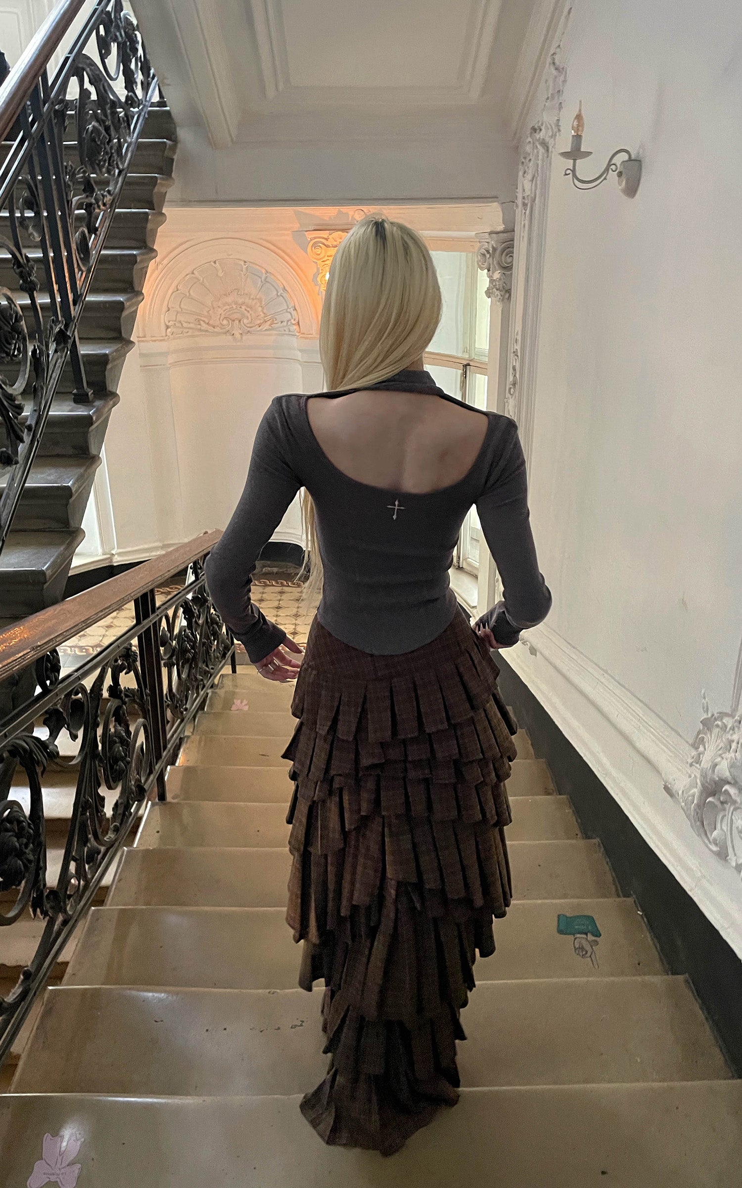 Rase le sol Asymmetric Cutout Ribbed Knit Top