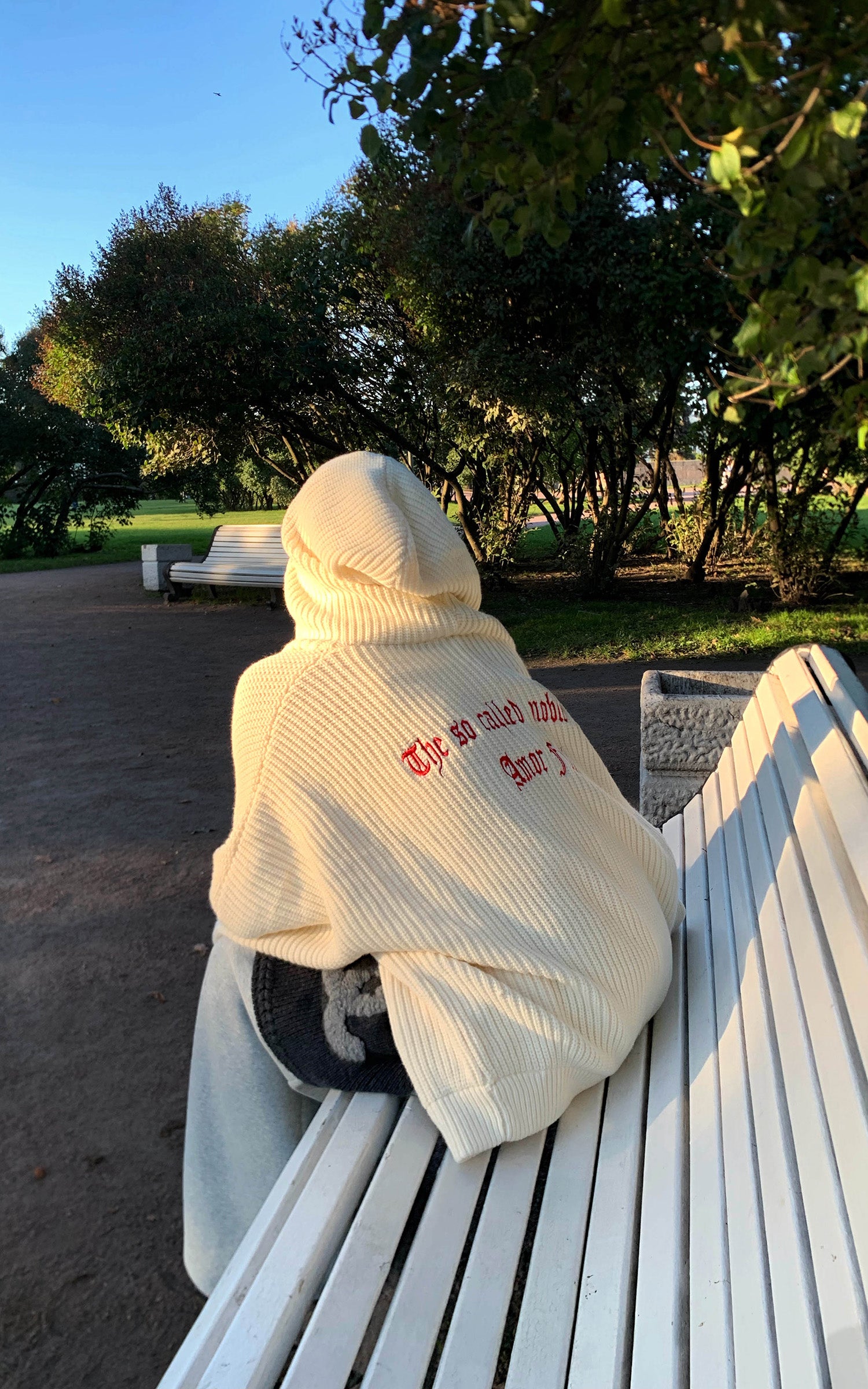 Rase le sol Loose Silhouette Knit Hoodie Cardigan With Lettered Back Detail