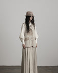 DOINDULGE Wool Patchwork Vest with Textured Panels