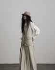 DOINDULGE Wool Patchwork Vest with Textured Panels