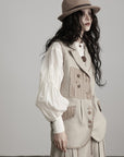 DOINDULGE Wool Patchwork Vest with Textured Panels