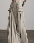 DOINDULGE Herringbone Pleated Maxi Skirt