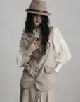 DOINDULGE Wool Patchwork Vest with Textured Panels