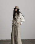 DOINDULGE Herringbone Pleated Maxi Skirt