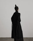 DOINDULGE Textured Knit Long Cardigan with Draped Silhouette