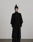 DOINDULGE Textured Knit Long Cardigan with Draped Silhouette