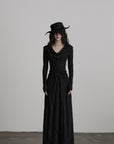 DOINDULGE Textured Ruched Draped Long Dress