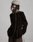 DOINDULGE Structured Corduroy Jacket with Asymmetric Button Line
