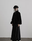 DOINDULGE Velvet Sculpted Jacket with Lace Collar & Antique Buttons
