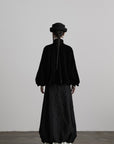 DOINDULGE Velvet Sculpted Jacket with Lace Collar & Antique Buttons