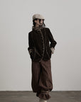 DOINDULGE Structured Embroidered Wide-Leg Trousers
