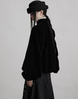 DOINDULGE Velvet Sculpted Jacket with Lace Collar & Antique Buttons